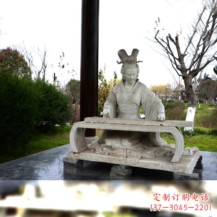 辽阳虞姬弹琴雕塑-公园古代人物著名美女情景雕塑