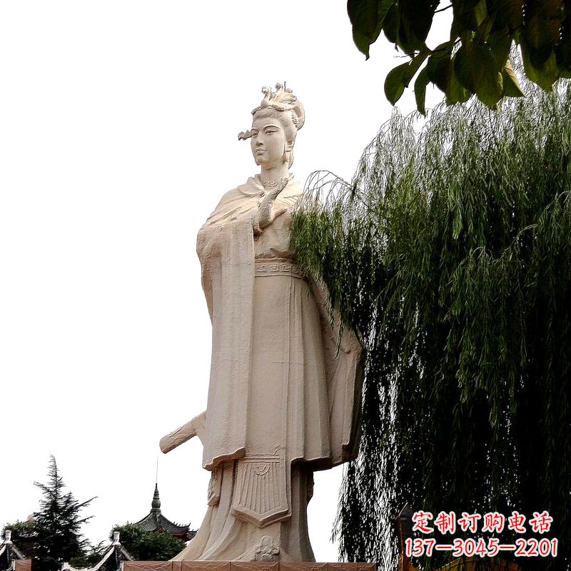 辽阳虞姬砂岩石雕-景区园林古代人物著名美女雕像