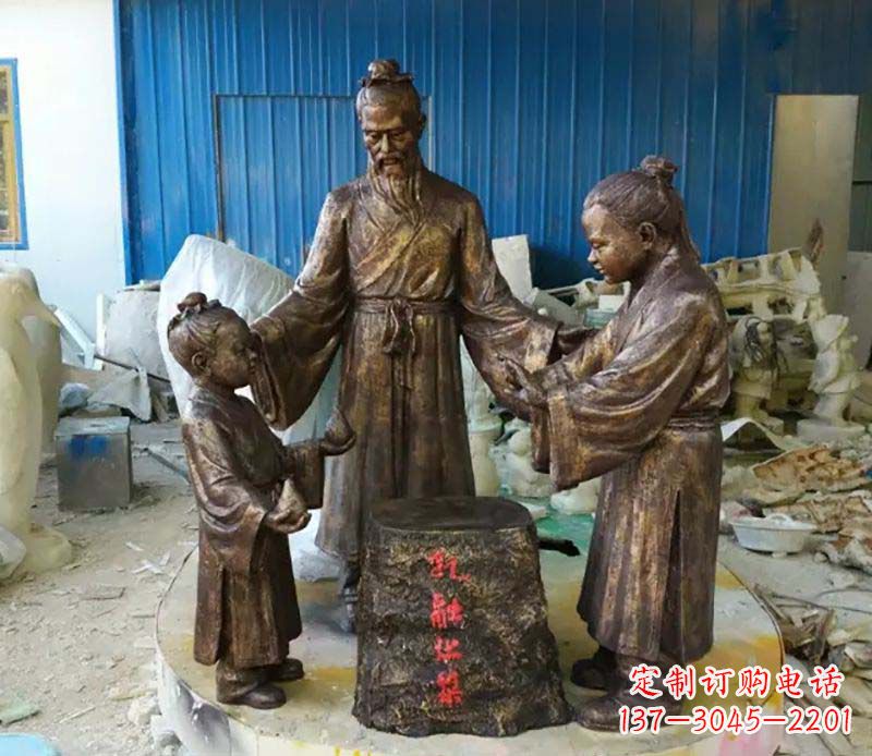 辽阳寓言故事孔融让梨人物铜雕