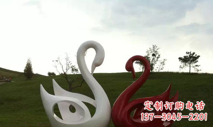 辽阳园林不锈钢抽象天鹅雕塑