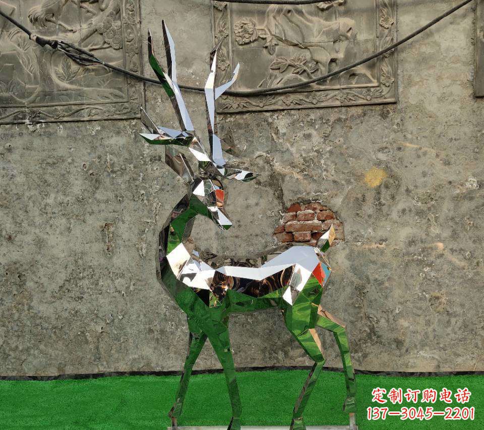 辽阳园林不锈钢抽象小鹿雕塑