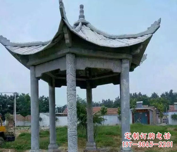 辽阳园林仿古六角凉亭景观石雕