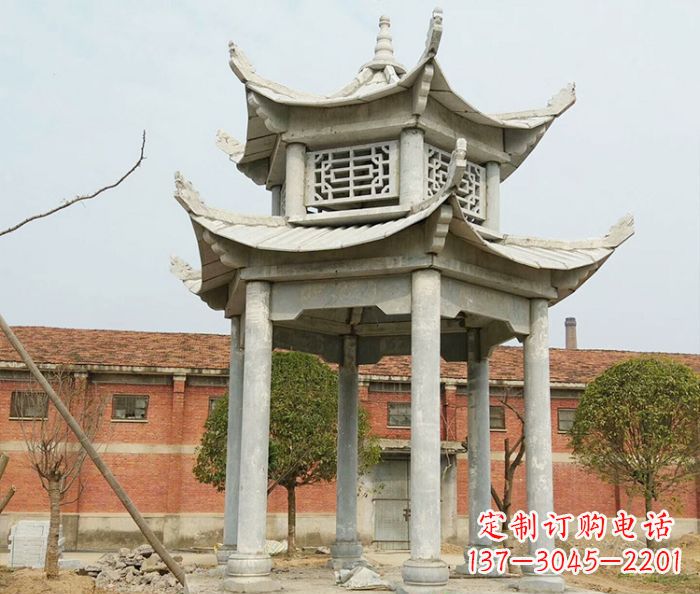 辽阳园林仿古双层石雕凉亭 (2)