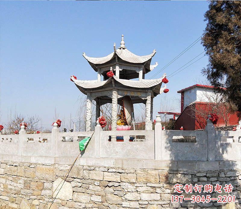 辽阳园林仿古双层石凉亭景观石雕 (3)