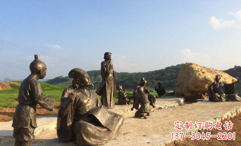 辽阳园林古代人物和玩耍的小孩小品铜雕