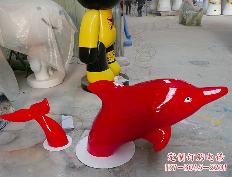 辽阳园林广场创意海豚入水出水雕塑摆件