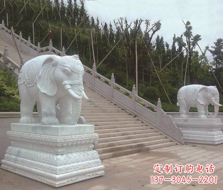 辽阳园林汉白玉大象景观石雕