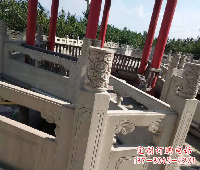 辽阳园林景观大理石桥栏板石雕 (3)