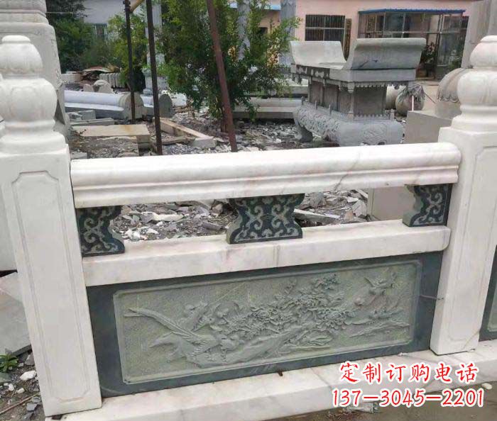 辽阳园林景观大理石桥栏板石雕 (2)