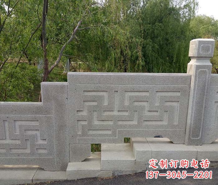 辽阳园林景观大理石桥栏板石雕 (7)