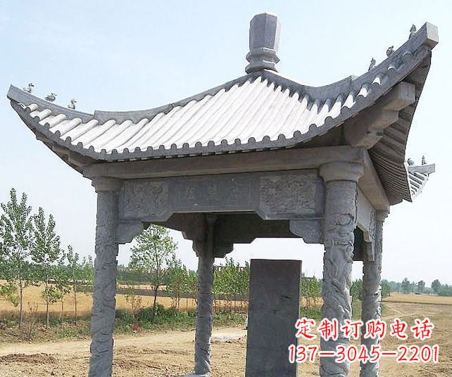辽阳园林景观单层石雕凉亭 (4)