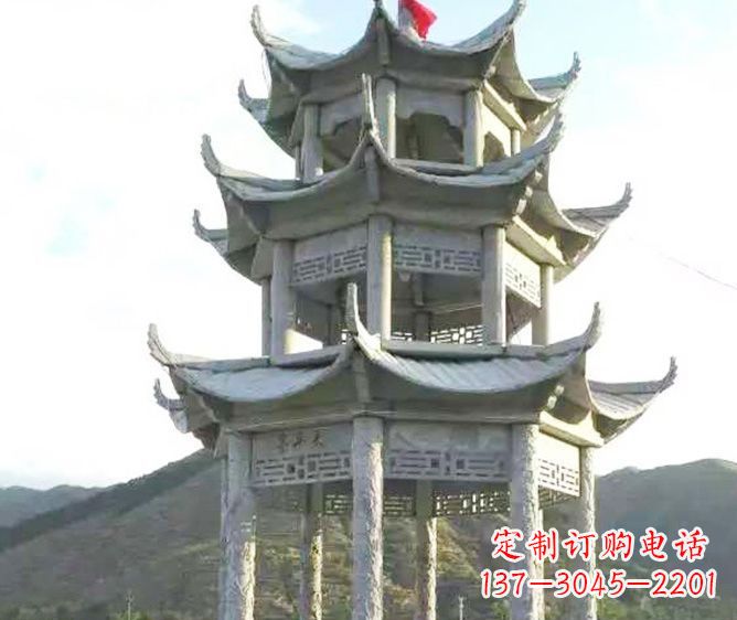 辽阳园林景观多层凉亭石雕 (3)