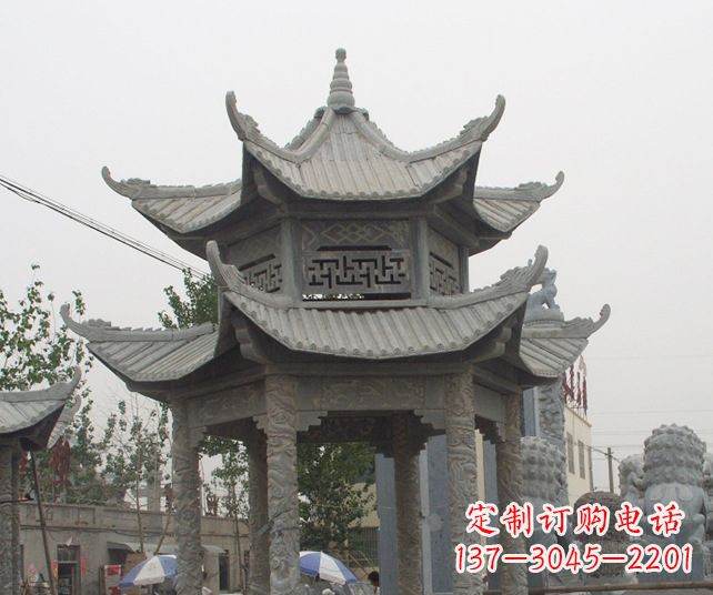 辽阳园林景观仿古石雕凉亭 (2)