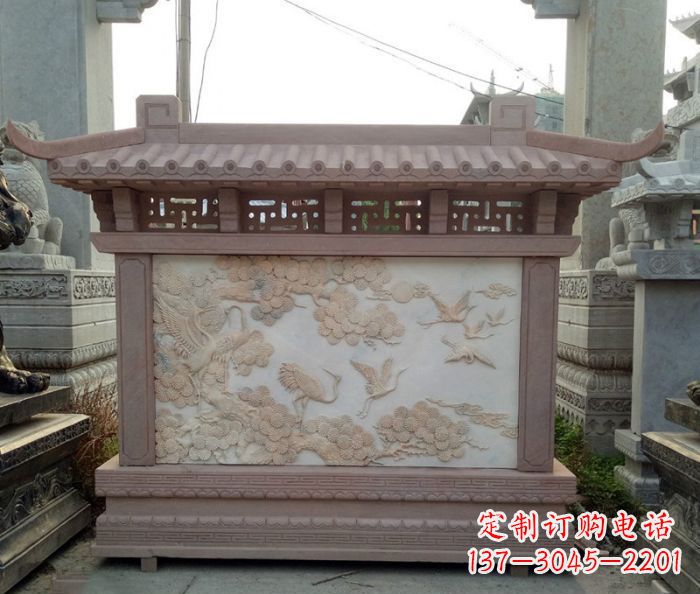 辽阳园林景观松鹤石浮雕影壁