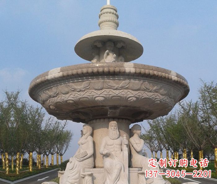 辽阳园林景观西方人物喷泉石雕 (2)