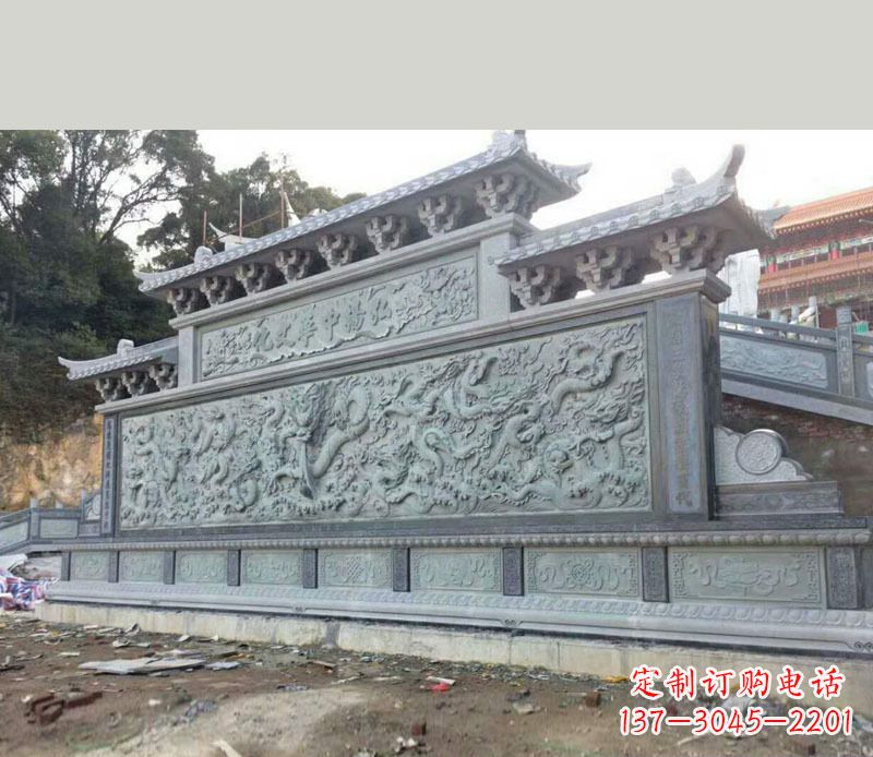 辽阳园林九龙壁景观石雕 (2)