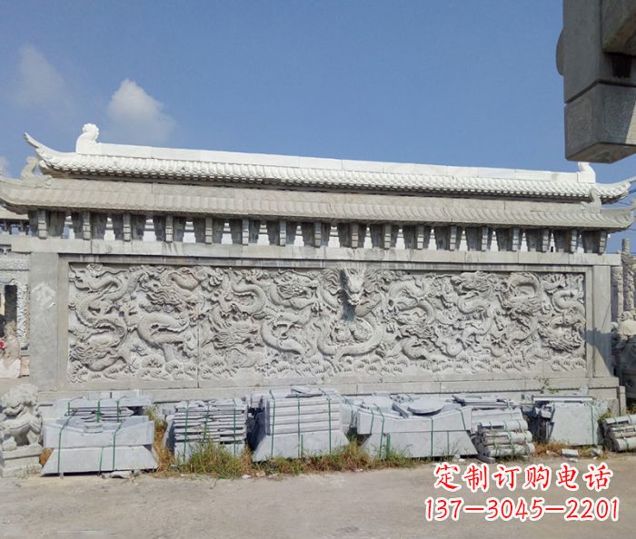 辽阳园林九龙壁石雕影壁 (3)