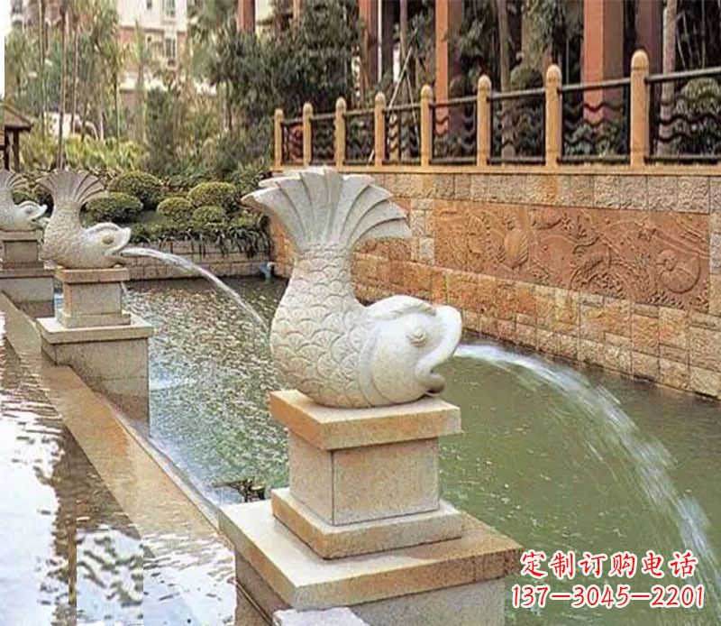 辽阳园林鲤鱼喷泉景观石雕