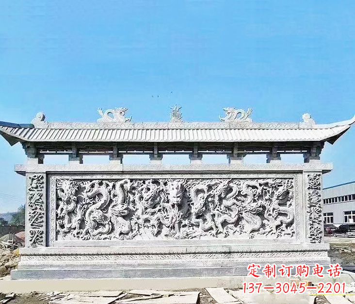 辽阳园林龙浮雕影壁墙景观石雕