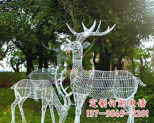 辽阳园林镂空梅花鹿不锈钢景观雕塑