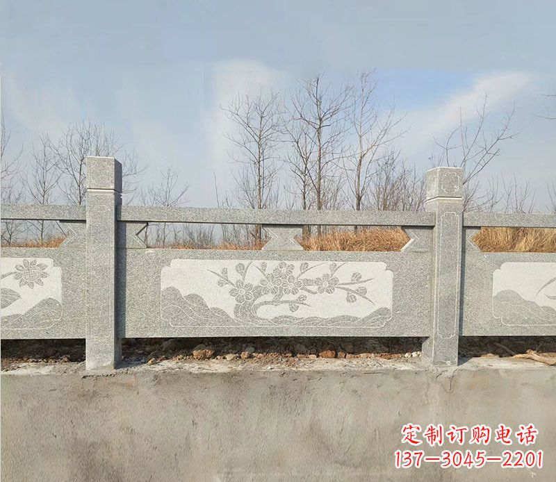 辽阳园林梅花石浮雕栏板景观石雕