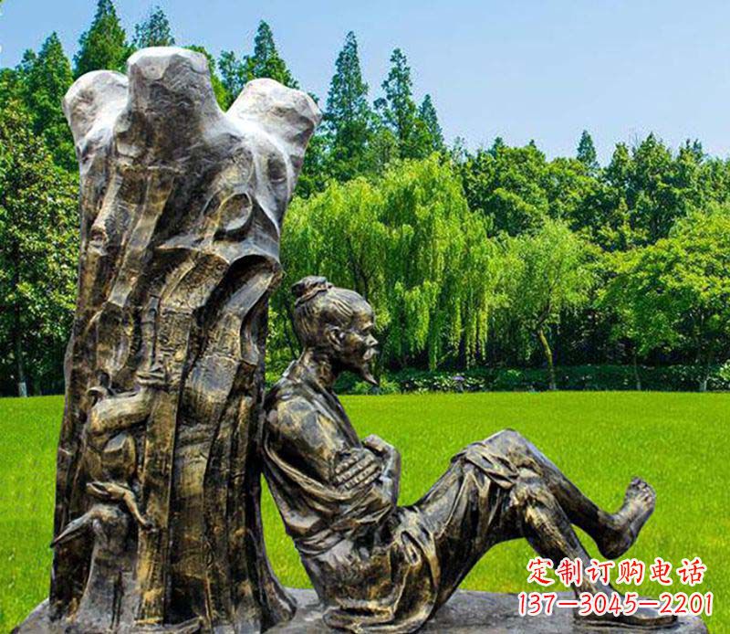 辽阳园林守株待兔典故人物铜雕