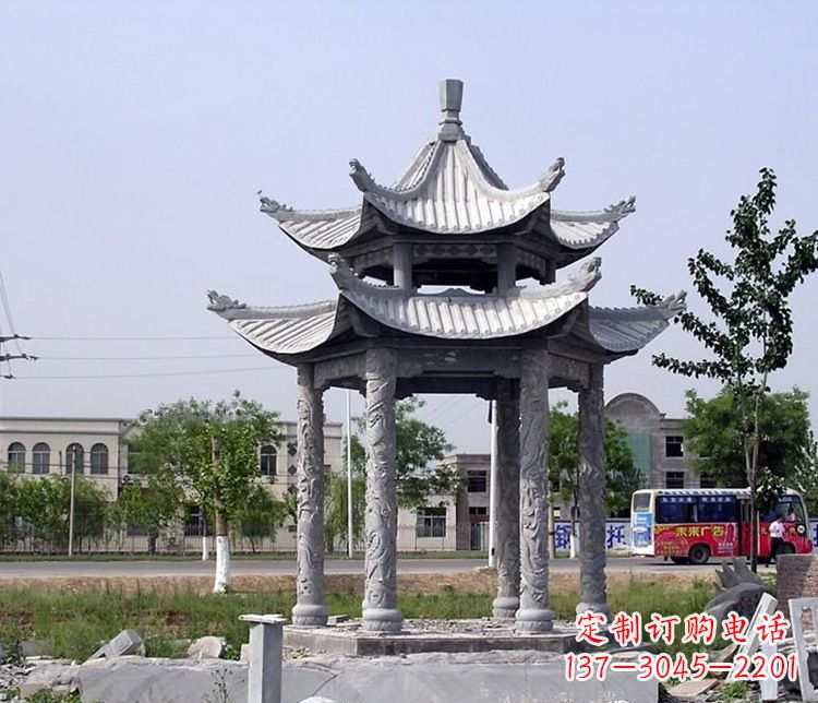 辽阳园林双层仿古凉亭石雕