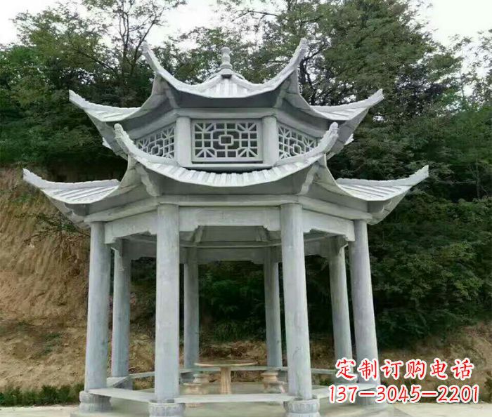 辽阳园林双层凉亭石雕 (2)