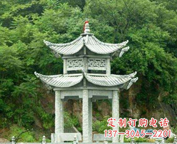 辽阳园林双层六角石凉亭景观石雕