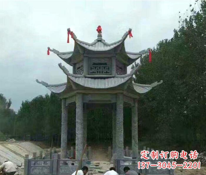 辽阳园林双层凉亭石雕 (3)