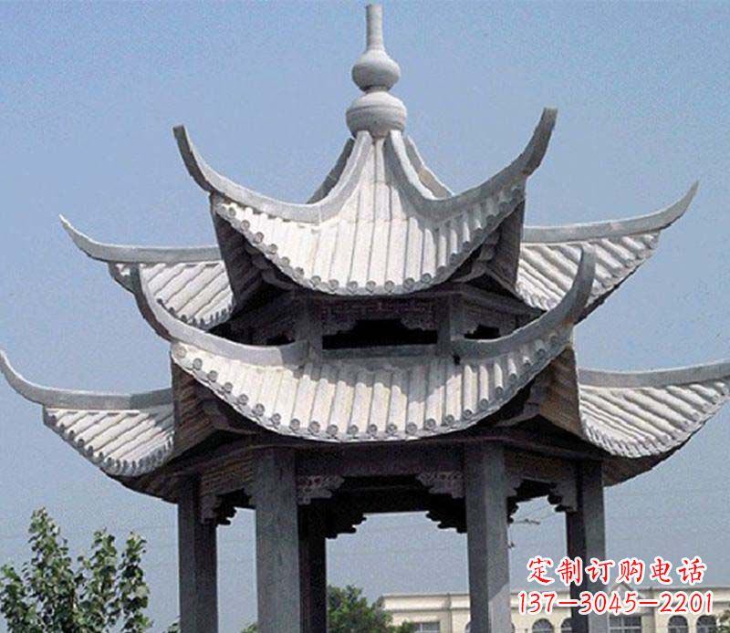 辽阳园林双层石凉亭景观石雕
