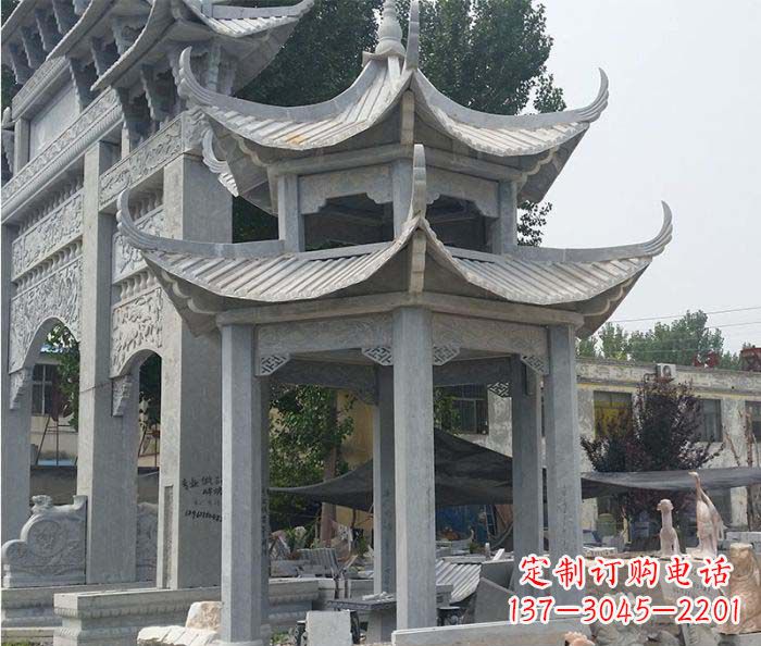 辽阳园林双层石雕凉亭