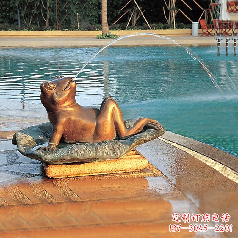 辽阳园林水景池塘游泳馆喷水青蛙铜雕塑