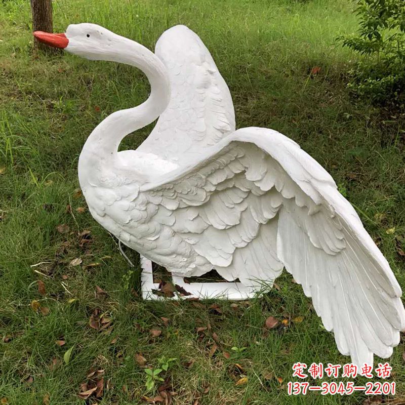 辽阳展翅飞翔白天鹅仿真发光动物雕塑