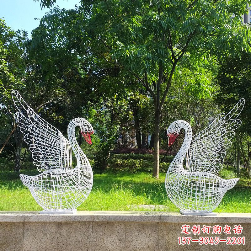 辽阳展翅天鹅网格雕塑-上色款