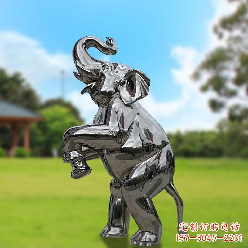 辽阳站立的不锈钢小象雕塑