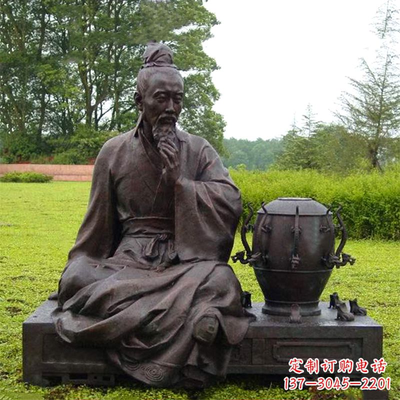 辽阳张衡与地动仪铜雕景观-公园园林历史名人情景雕塑