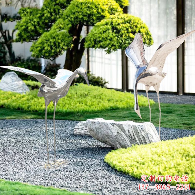辽阳长春不锈钢动物鹤雕塑
