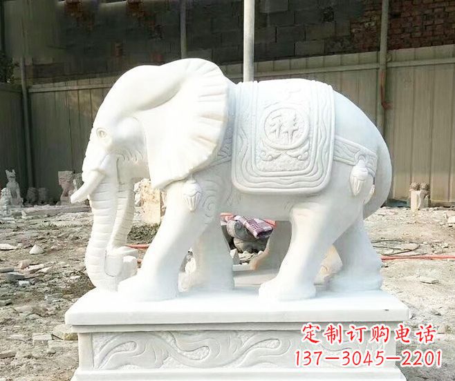 辽阳招财动物汉白玉大象石雕 (3)
