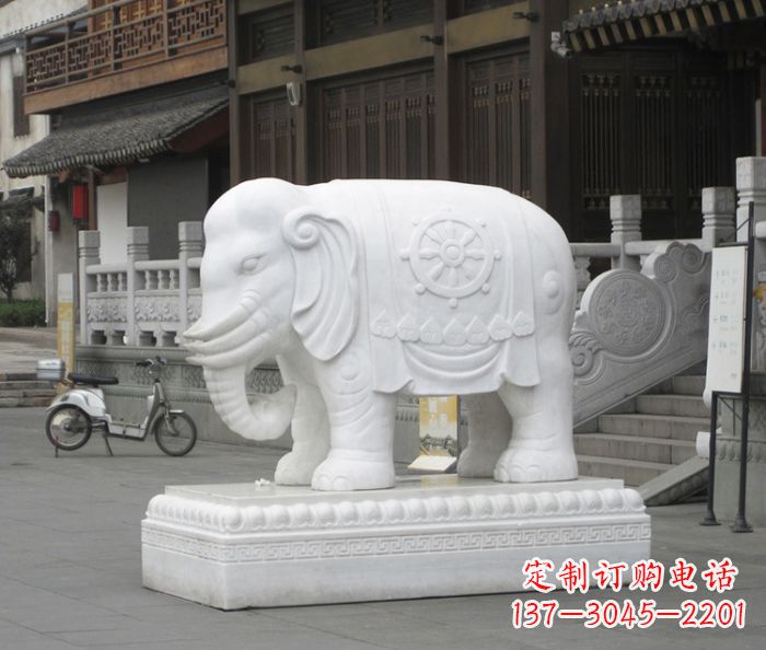 辽阳招财动物汉白玉大象石雕