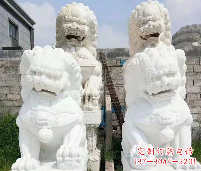 辽阳招财动物汉白玉狮子石雕