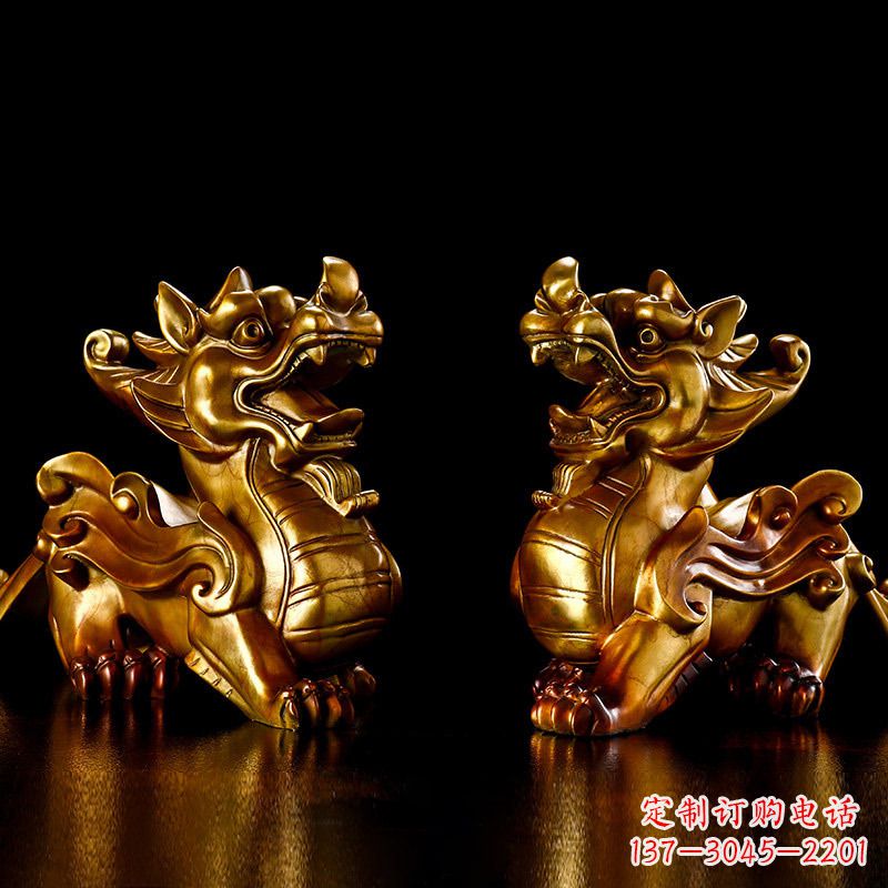 辽阳招财黄铜貔貅雕塑摆件