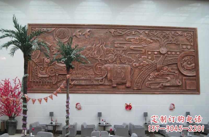 辽阳招财进宝大象铜浮雕