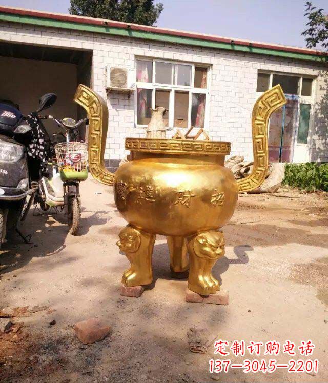 辽阳招财进宝香炉寺庙铜雕