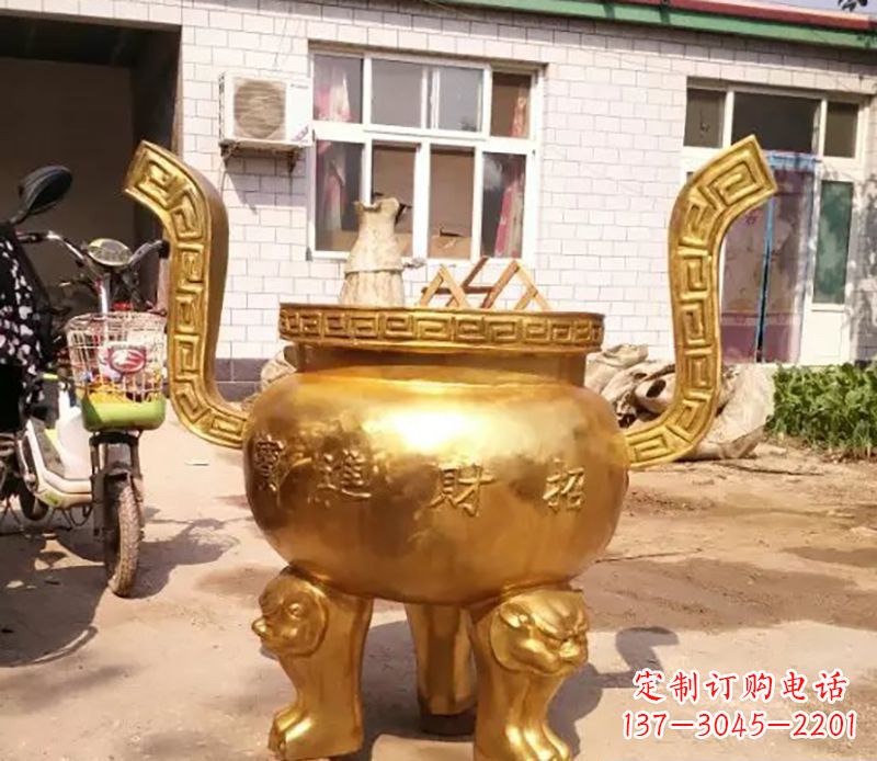 辽阳招财进宝香炉铜雕