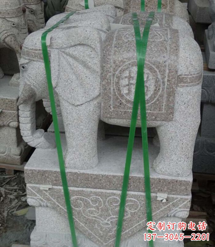辽阳招财进宝芝麻灰大象石雕 (4)