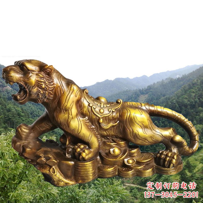 辽阳招财老虎漆金12生肖动物雕塑