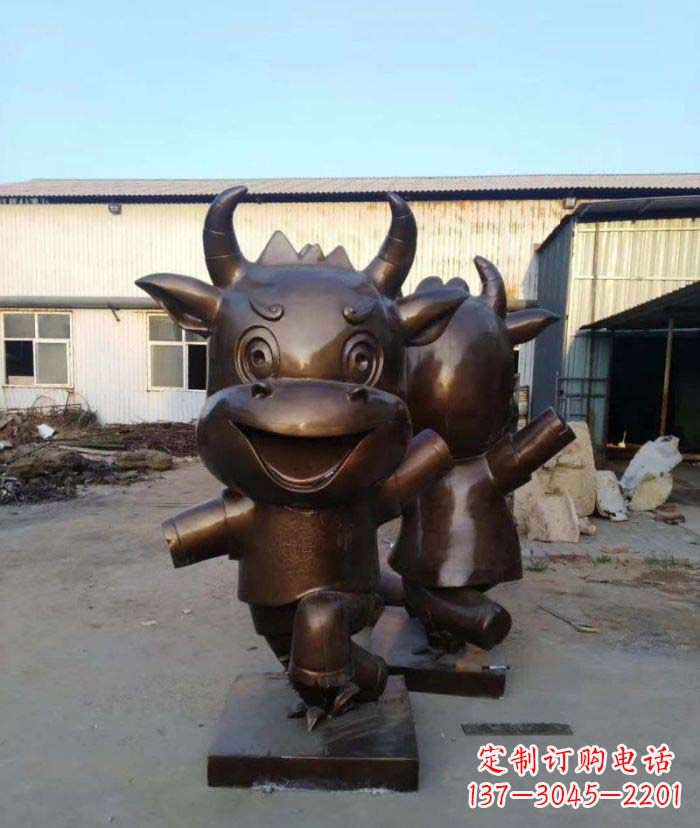 辽阳招财牛玻璃钢仿铜动物雕塑