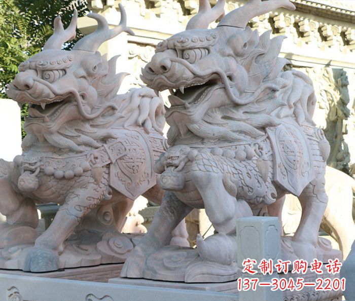 辽阳招财瑞兽麒麟石雕 (2)