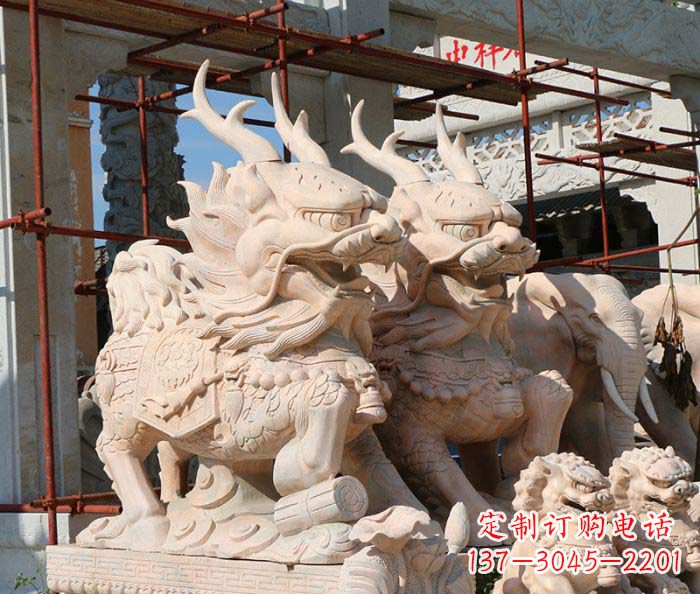辽阳招财瑞兽麒麟石雕